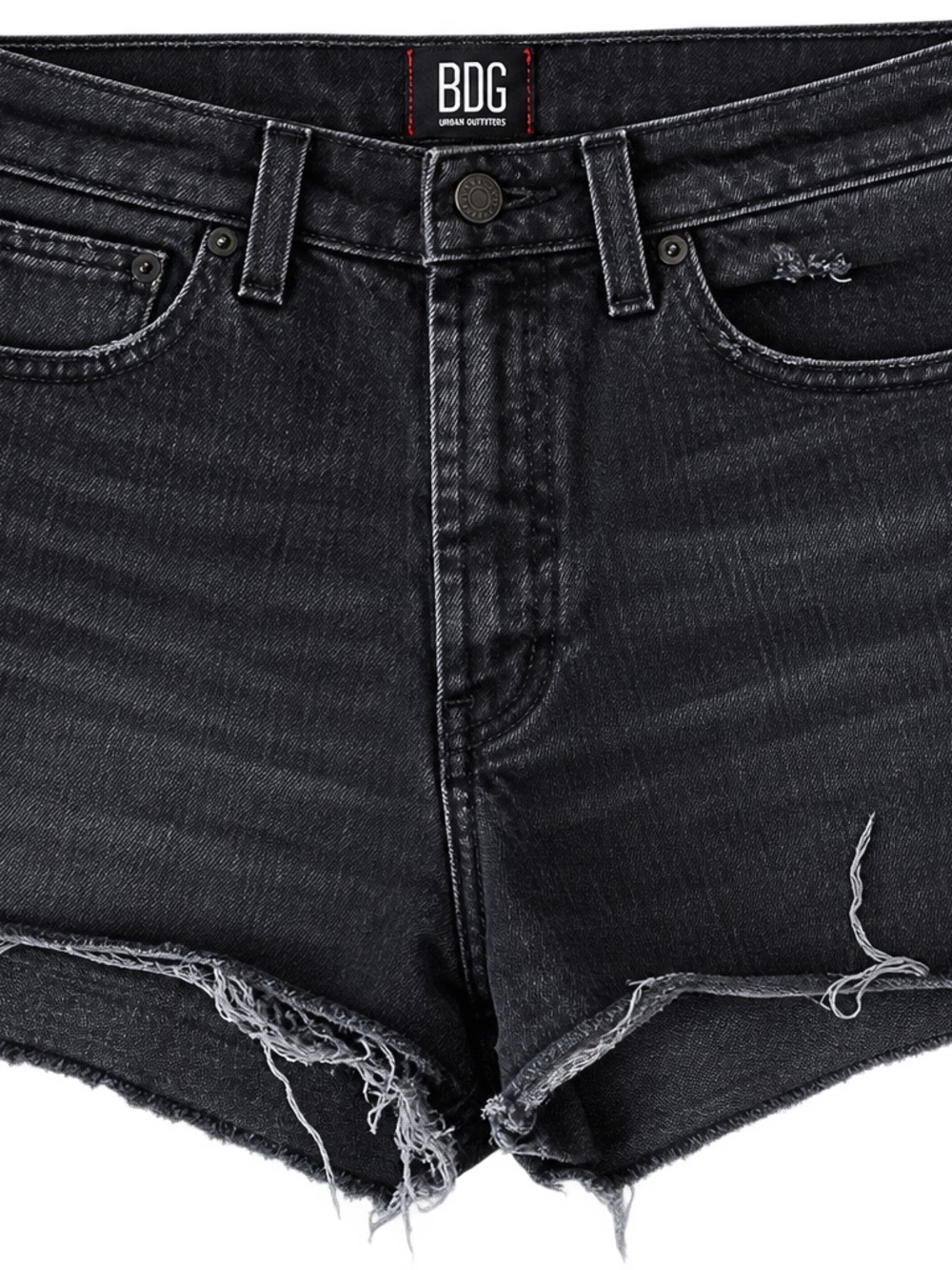 BDG Black Frayed High-Rise Denim Shorts